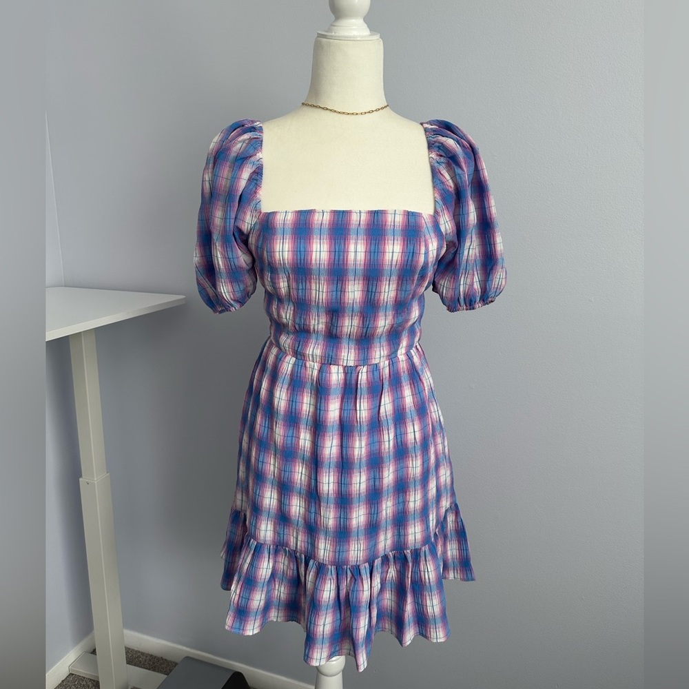BB Dakota x Steve Madden Plaid Puff Sleeve Dress